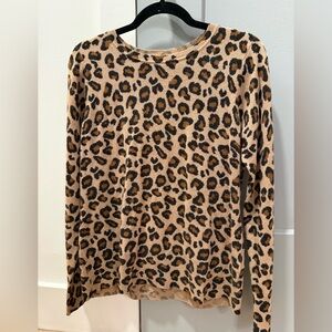 Cynthia Rowley Tan and Black Leopard Long Sleeve Top